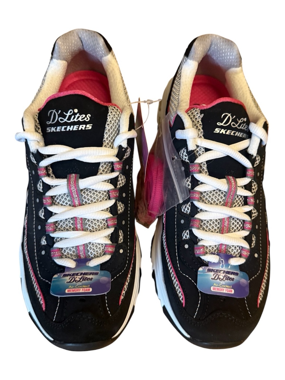 Sketchers D’Lites Air-Cooled Memory Foam Sneakers, Black/Pink, Size 7 - Picture 5 of 7